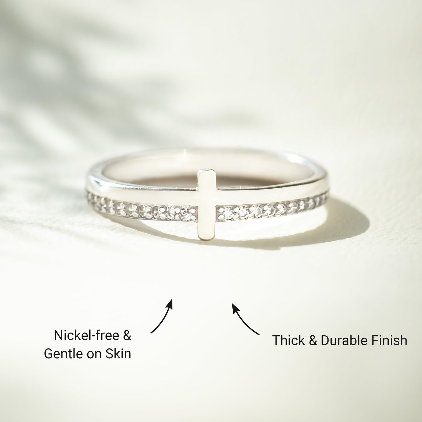 STORYJEWELLERY Religious Rings for Women, Cross Rings for Women, Silver Purity Ring, Christian Ring, Christian Jewelry, Confirmation Gifts, Baptism Gifts, Size 11