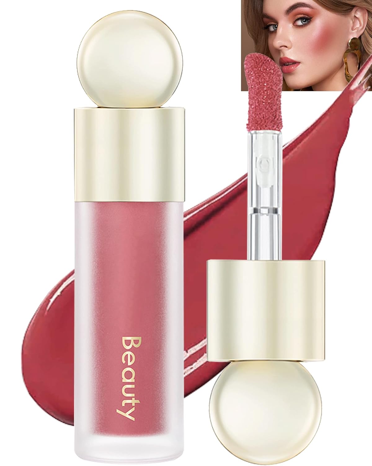 Velvet Liquid Blush Wand, Creme Blush Makeup Stick,Blush Beauty Makeup Dual Use for Cheeks & Lips, Long-Wearing,Dewy Finish,Skin Tint Blush, Contour Blush Wand,Thanksigiving Gift for Women-05