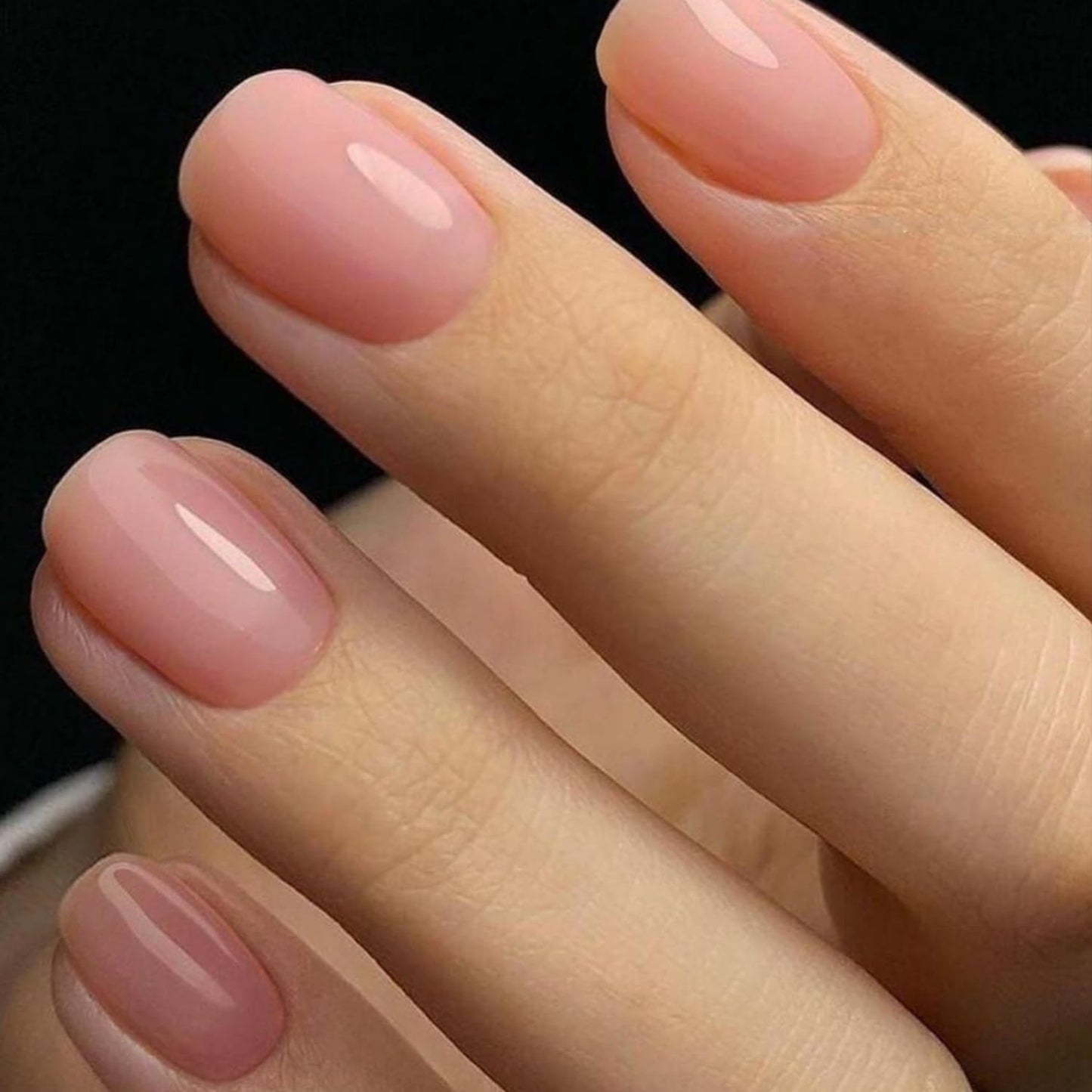 GLAMERMAID Nude Pink Press On Nails Short Almond, Handmade Jelly Soft Gel Nails Round Oval Fake Nails, Jelly Soft Gel Fake Nails Round Squoval, Extra Short Square Natural Nude Pink False Nails Tips