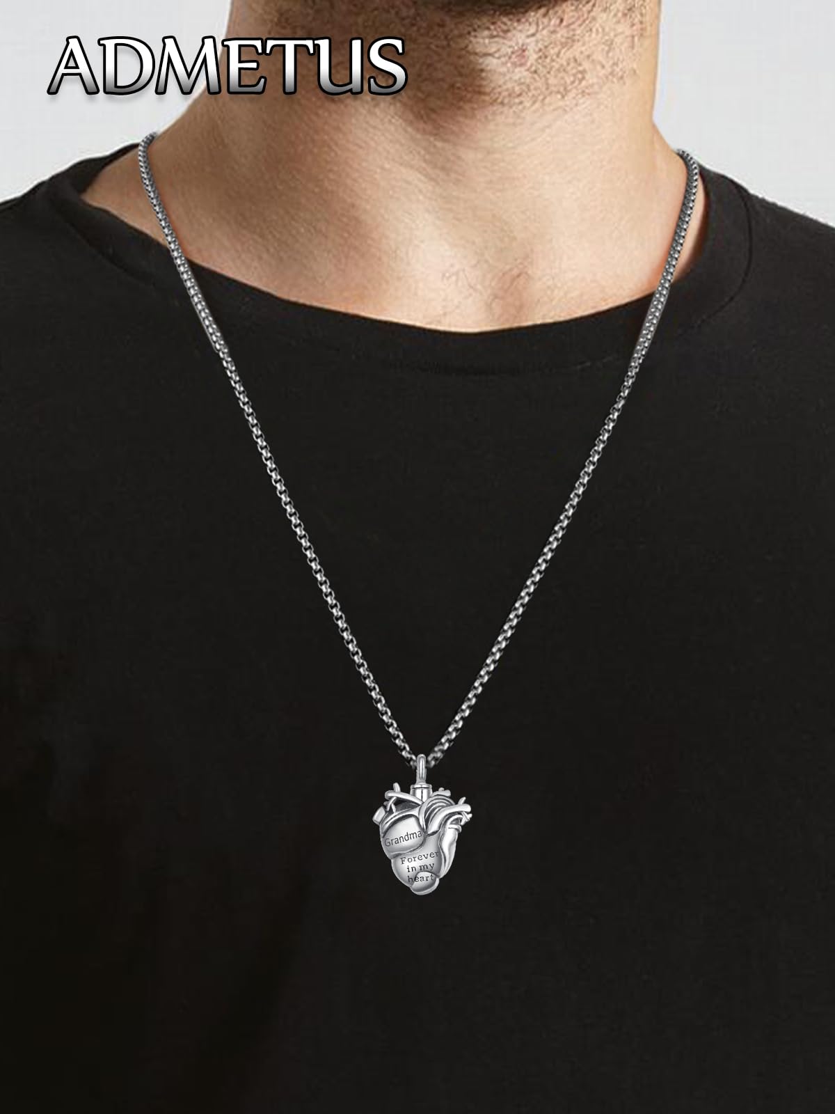 Personalized Anatomical Heart Urn Necklaces for Ashes Sterling Silver Ash Pendants Cremation Jewelry Grandma Keepsake Pendant Memorial Jewelry Gifts for Loss of Grandma