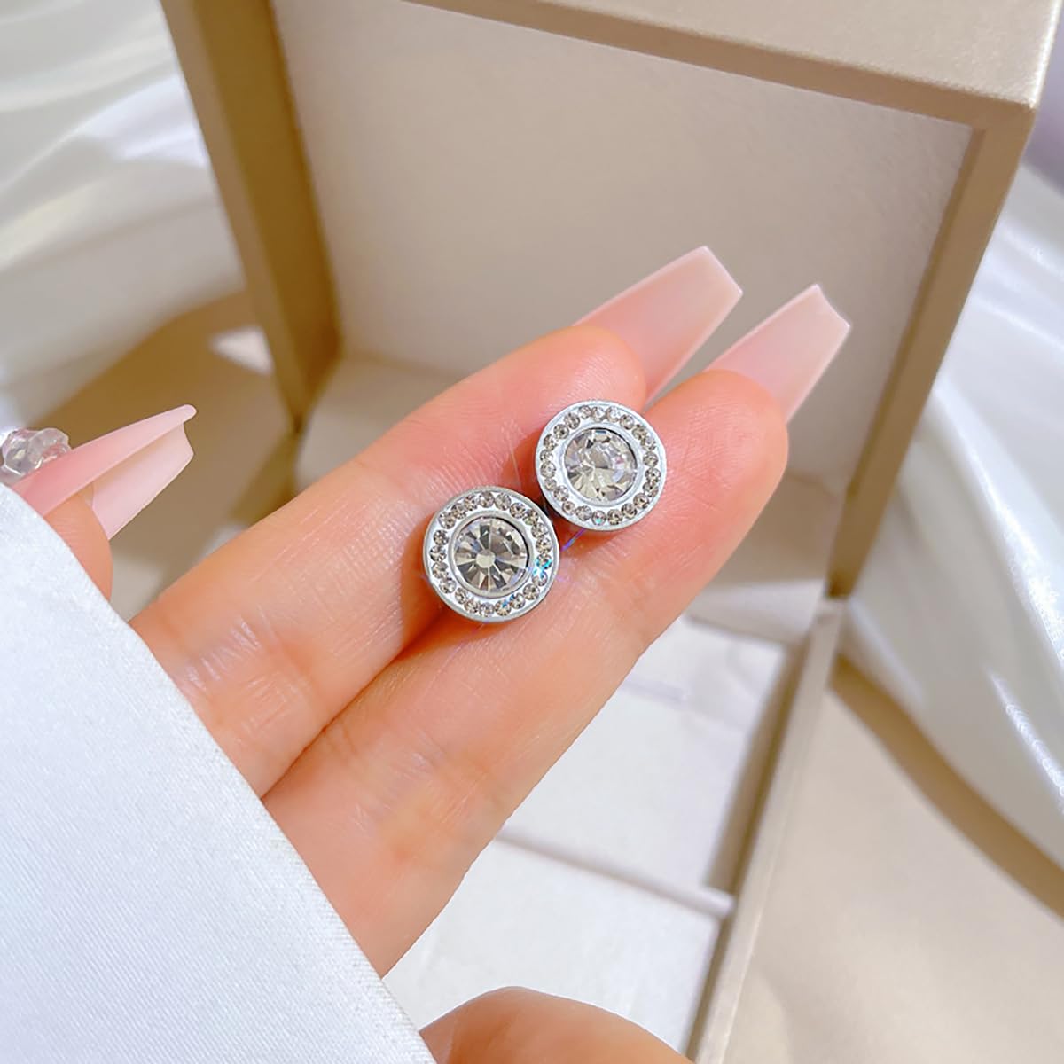 Lymphvity Therapy Earrings for Women, Lymphatic Halolux Lymphvity Germanium Earrings Acupuncture Lymph Detox Earring Drainage Jewelry 18 K Gold Plated Stud Rhinestone Gift Silver Gold