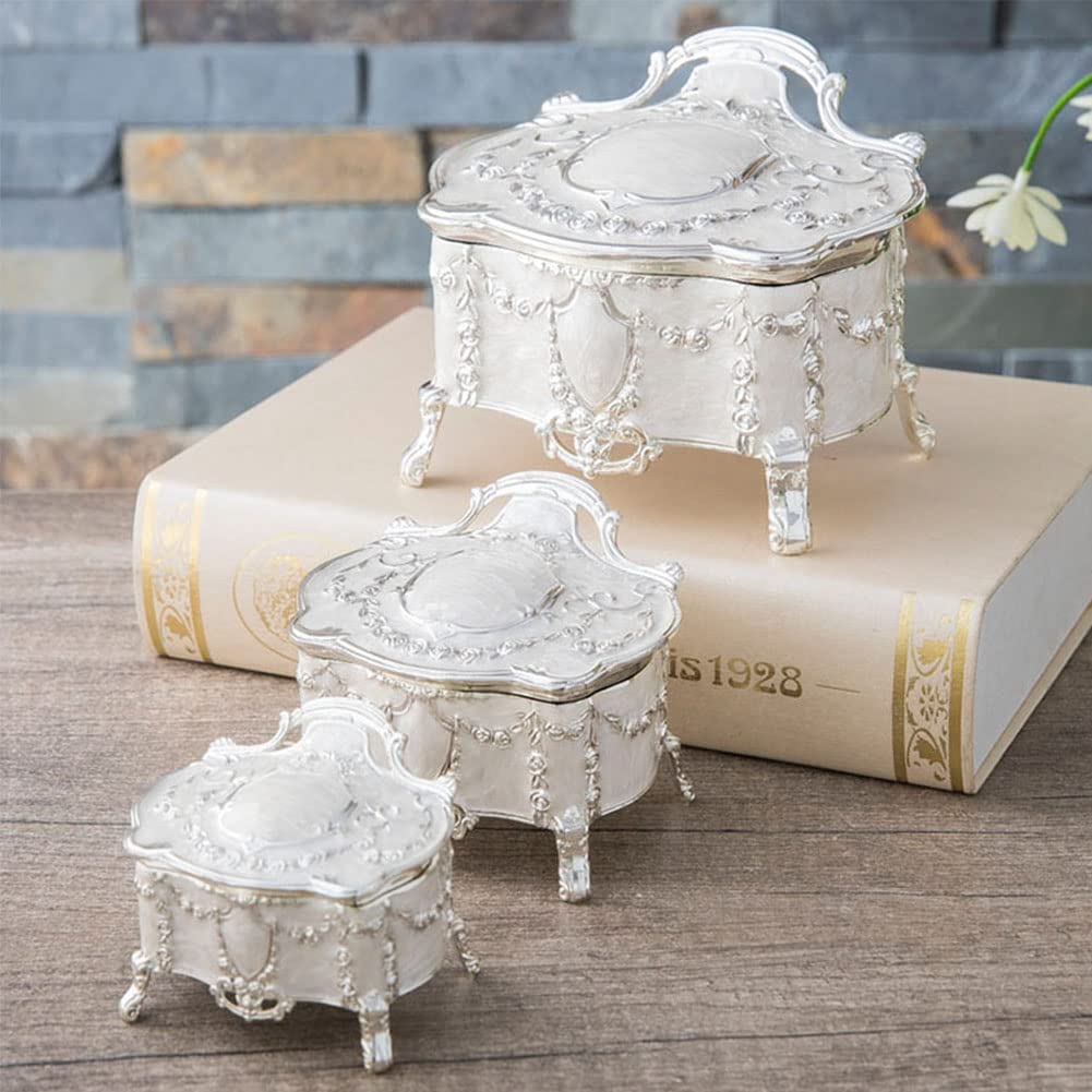 AVESON Luxury Vintage Metal Alloy Jewelry Box Ring Trinket Case Christmas Birthday Gift, Medium