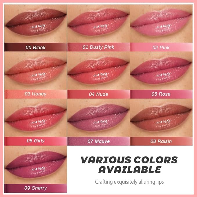 Kaely 2Pcs Honey Lipstick Tinted Lip Balm, Hydrating Shine Lipstick for Women Dry Lips, Moisturizing Nourishing Glossy Lip Gloss Stain Makeup, Sheer Lightweight, Vegan, 00+08 Raisin