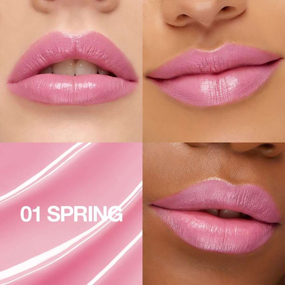 1Pcs Tinted Lip Balm Moisturizing Lipstick – Soft Pale Pink Sheer Hydrating Lip Color for Dry Lips – Nourishing Lip Balm for All Women with a Subtle Natural Scent (S01 Spring)