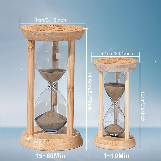 Wood Sand Timer,10 Minute Hourglass,Brown Sandglass 10 Min,Mini Sand Watch,Reloj de Arena 10 Minuto for Toothbrush Timer,Cooking,Baking,Game, Gift