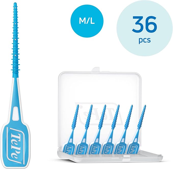 TEPE Dental Floss Picks, Tooth Picks Flossers, Floss Sticks, EasyPicks M/L, Blue, 36 Pk