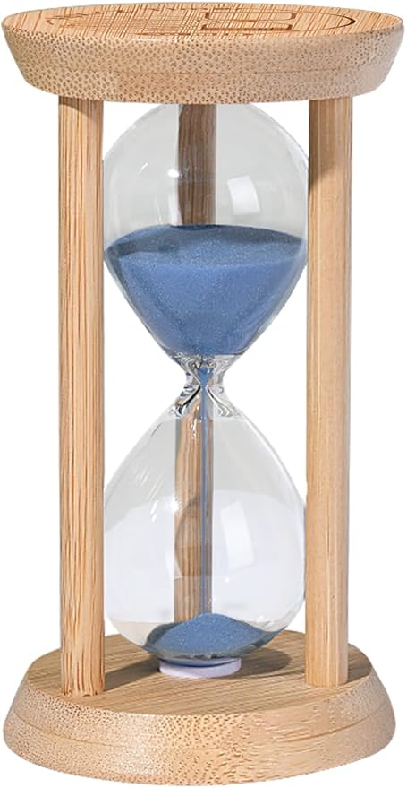 Mini Sand Timer 1 Minute, Unbreakable Hourglass, Bamboo Sandglass 1 Min, Wood Sand Clock- Decorative Timer for Classroom,Game,Desk Decor & Gift,Blue