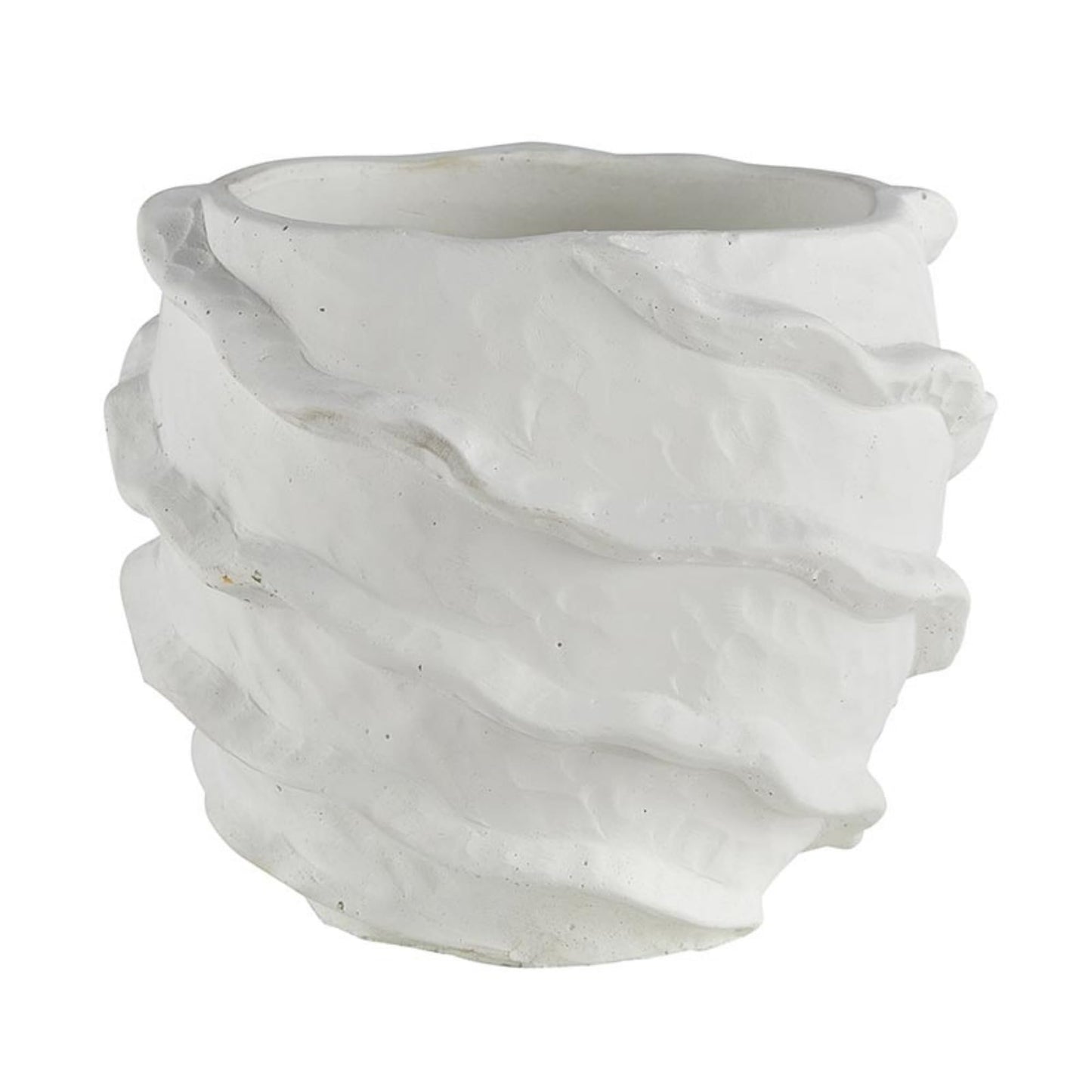 47th & Main Plant Pot Textured Cement Planter for Flowers Succulents Small Plants and More, 4" Dia x 4.5" H, White