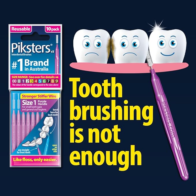 Piksters Interdental Brushes, 35 pk, Size 2, Interdental Tooth Brush for Small & Medium Gaps, Gum Soft Bristles for Plaque Removal, Safe for Braces