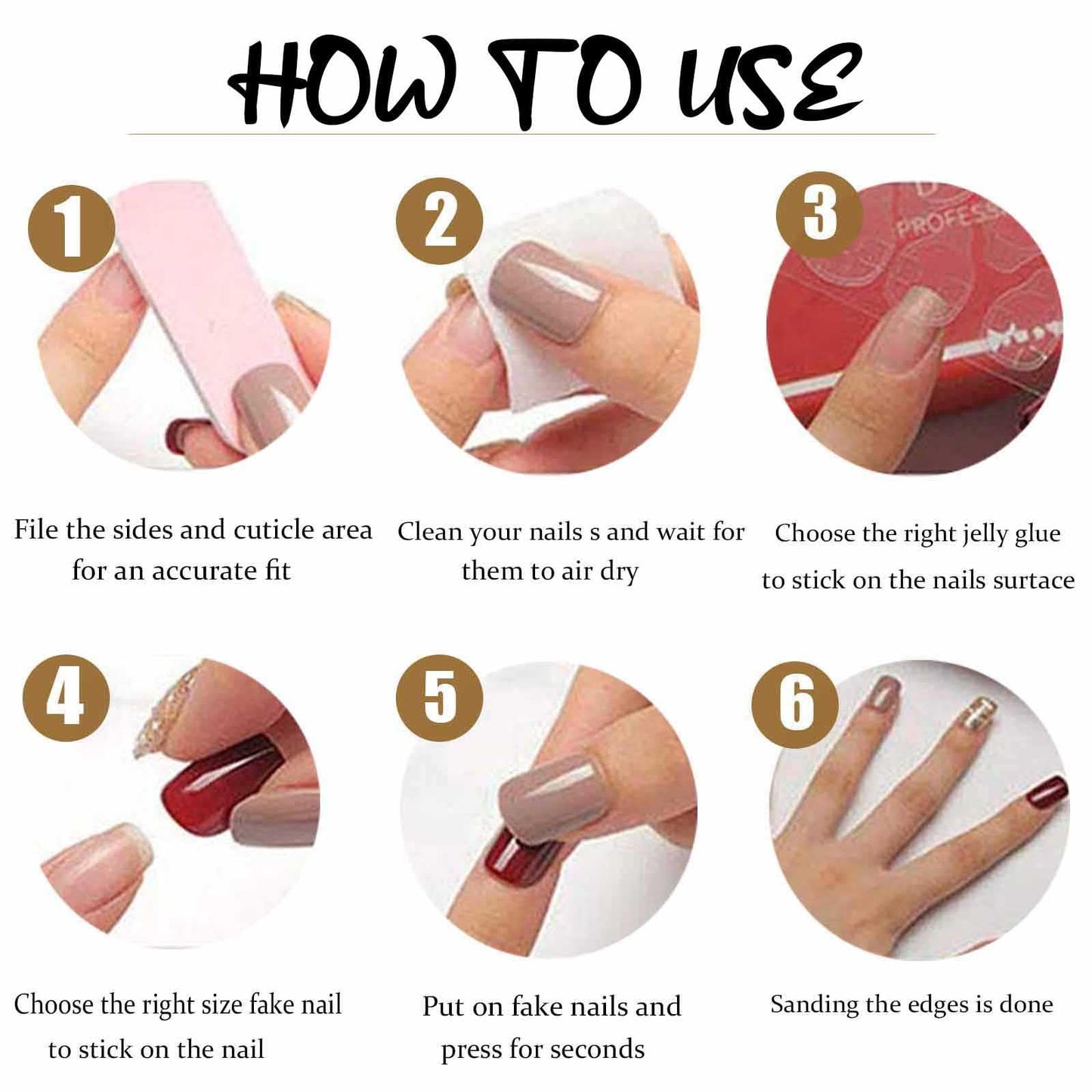 DANMANR Short Press on Nails Almond Waterdrop Fake Nails Full Cover Nude Acrylic French False Nails for Women and Girls 24PCS