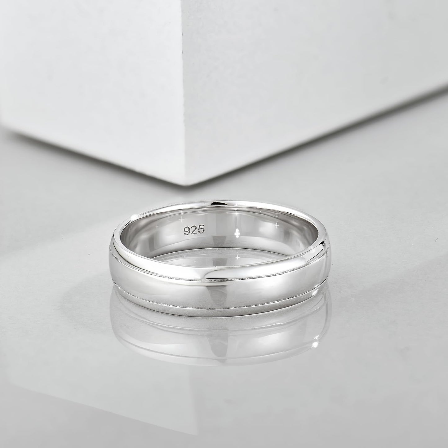 STARCHENIE 5mm Wedding Band Ring, 925 Sterling Silver Comfort Fit, Sizes 7