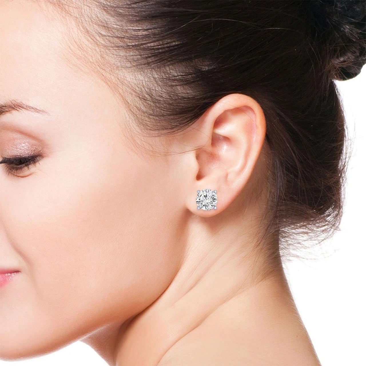 1 Carat 18K White Gold IGI Certified LAB GROWN Round Cut Diamond Stud Earrings for Women 4 Prong Screw Back for her MADE IN USA (E-F Color, VS1-VS2 Clarity)