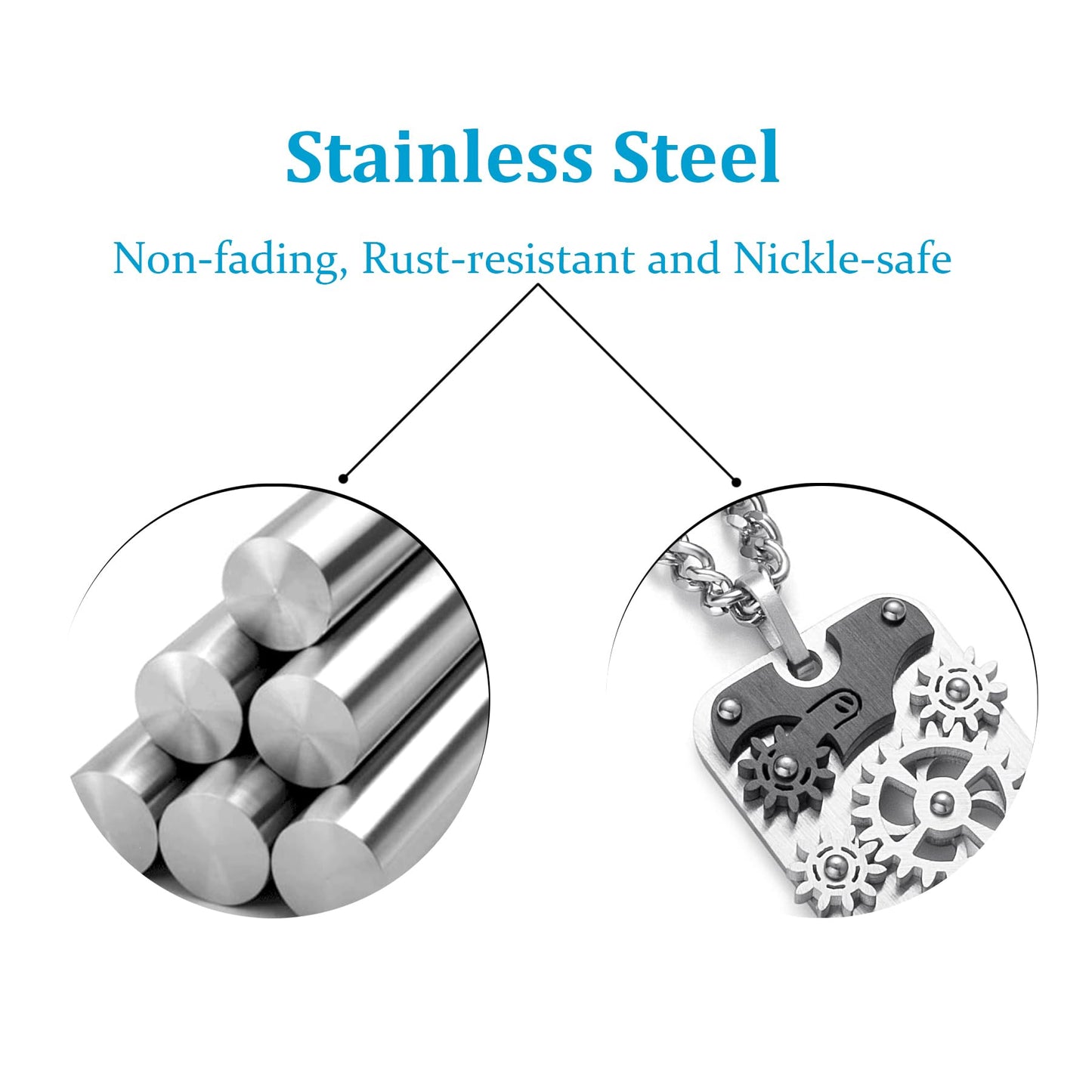 Velryn Stainless Steel Mechanical Rotatable Gear Pendant Necklace for Mens – Fidget Jewelry for Anxiety Relief, Stress – Steampunk Cyberpunk Accessories for Men – Gifts for Father Husband Boyfriend
