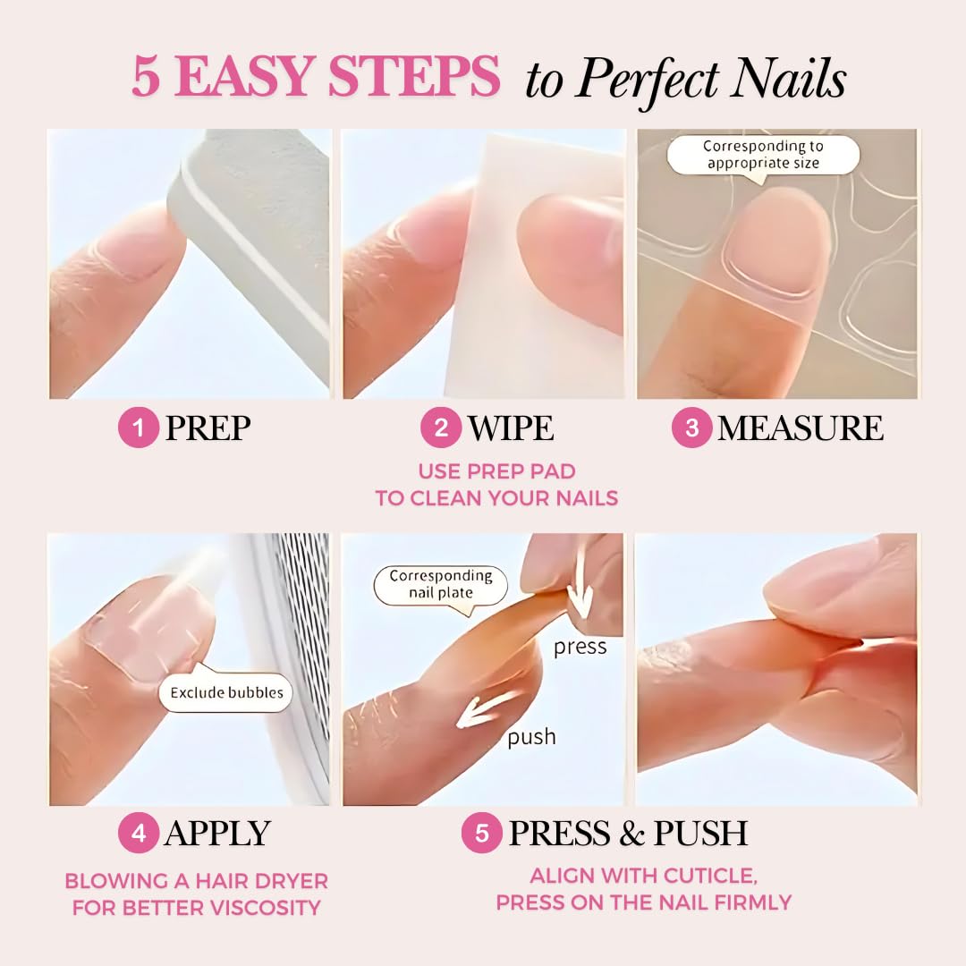 PerfectLook Press On Nails - Bow French | No Glue One-Day Long Coffin Nails, Black French Nude Nails with 3D Bow - 24 Pcs Nail Kit with Adhesive Tabs