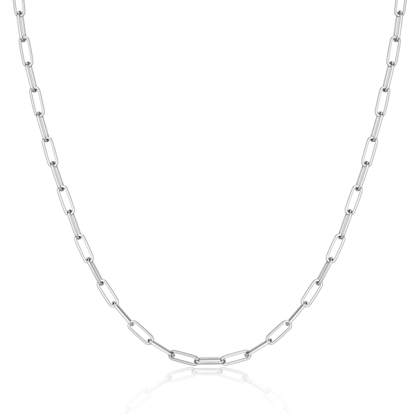 MBW Silver Chain Necklace, Simple 925 Sterling Silver Paperclip Necklaces for Men Trendy 20in Long Minimalist Chunky Thick Waterproof Fashion Link Necklace Jewelry Gifts for Women