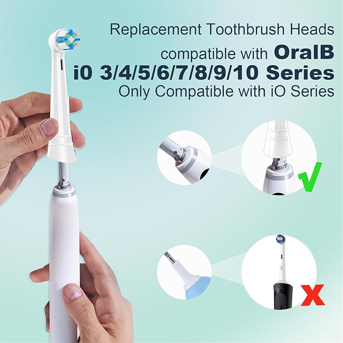 8PACK Replacement Toothbrush Heads Compatible with Oral B iO Series 2/3/4/5/6/7/8/9/10 Electric Toothbrush,Round Brush Heads for Gentle Gum Care & Deep Cleaning,White