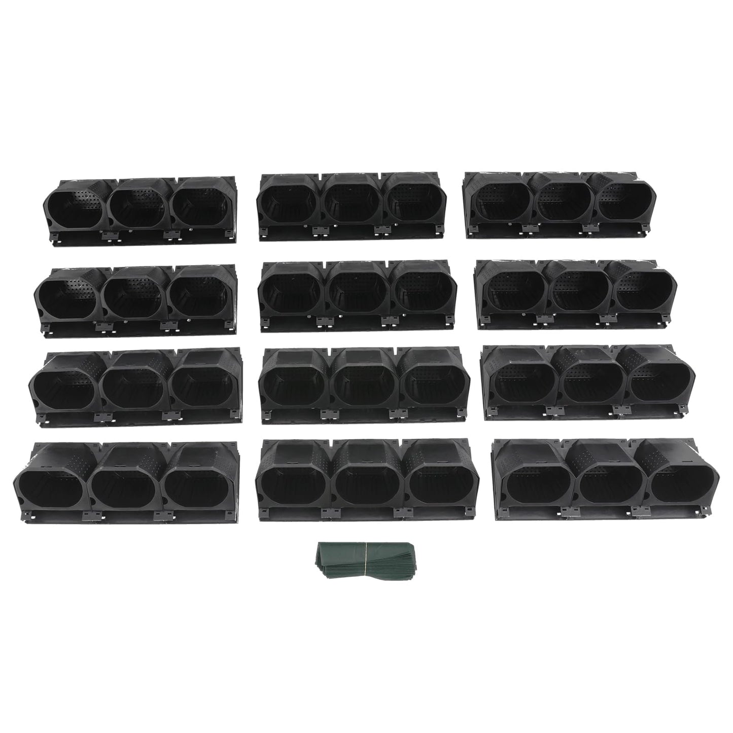 REBaiYU Wall Mounted Planter with 36 Pots,Built-in Water Reservoir & Aeration Holes, 180LBS Load Capacity, Snap-On Design for Indoor/Outdoor Flowers, Vegetables, Grass (Black)