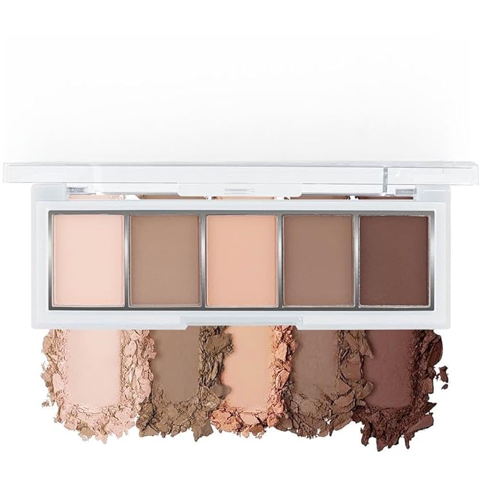 5 Colors Matte Nude Eyeshadow Makeup Palette, Nude Pink Brown Cocoa Neutral Matte Smokey Cream Mini Eye Shadow Palette Makeup for Older Women Blue Green Eyes, Contour Make up Palettes sombras de ojos