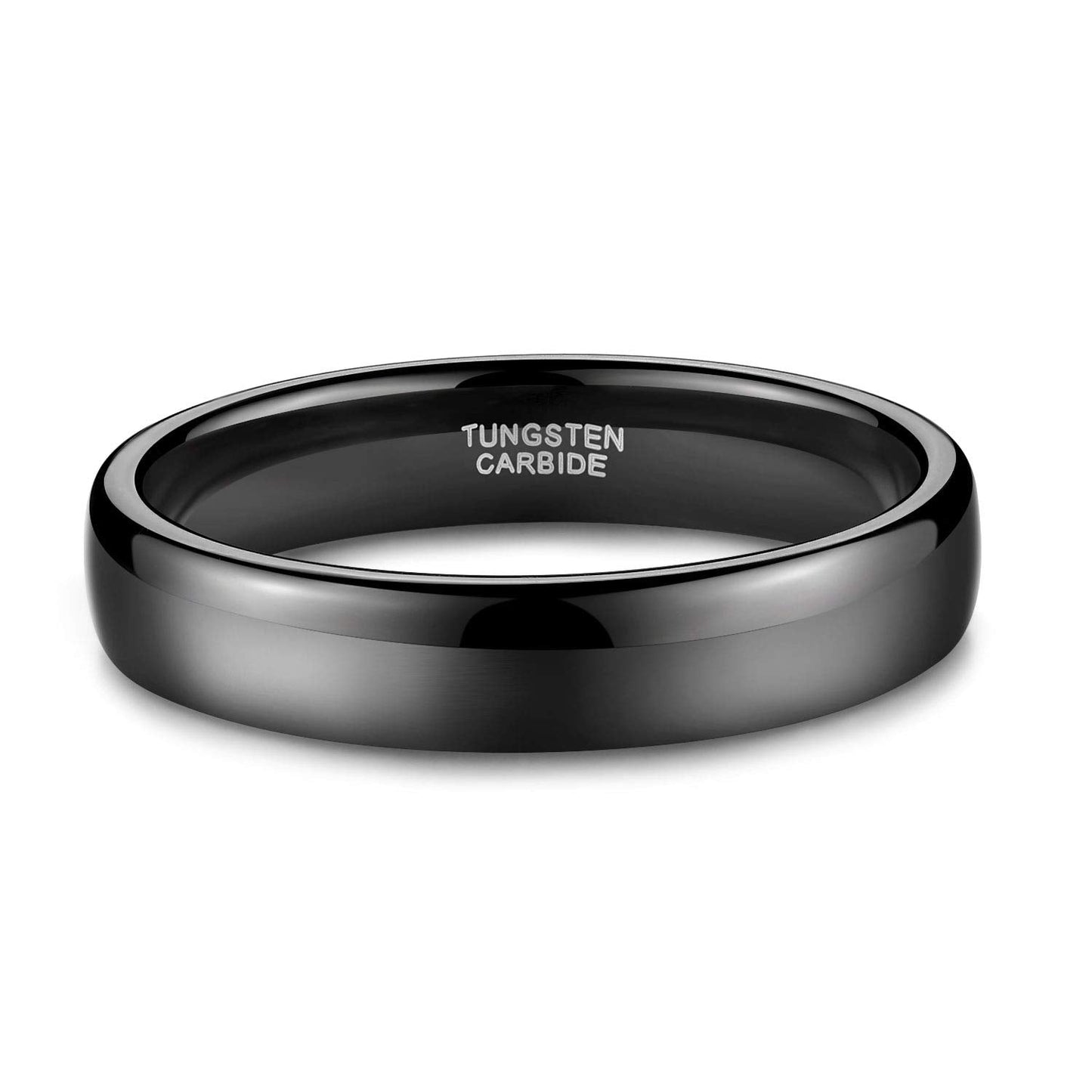 TRUMIUM 4mm Mens Womens Wedding Band Tungsten Carbide Black Rings High Polished Beveled Edges Comfort Fit Size 8