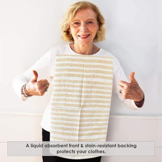 Disposable Bibs for Adults, Kids & Elderly Senior | Adhesive Tab Napkins for Eating, Personal Use, Home Care, Business | Spill Absorbent, Stain/Liquid Repellent | Cinnamon Stick, 20 Count