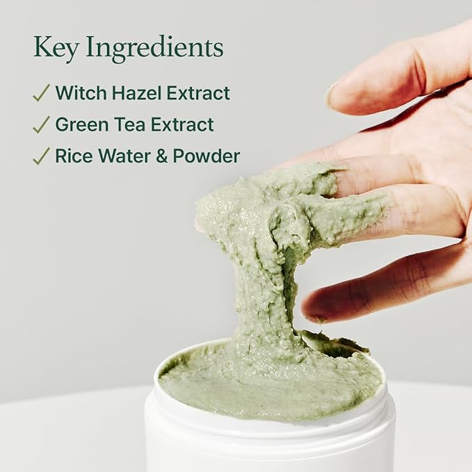 Korean Rice Mochi Face Cleanser & Daily Scrub - Moisturizing, Brightening & Deep-Cleansing - All Skin Types, Vegan, Organic - with Rice Powder, Rice Water & Green Tea (1.76oz)