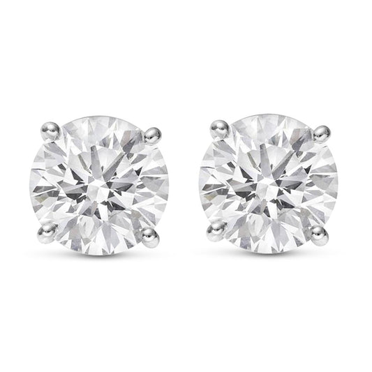 18K White Gold 0.5 Carat Round Shape LAB GROWN Diamond IGI Certified Stud Earrings for women 4 Prong Push Back (E/F Color VS2/SI1 CLARITY)