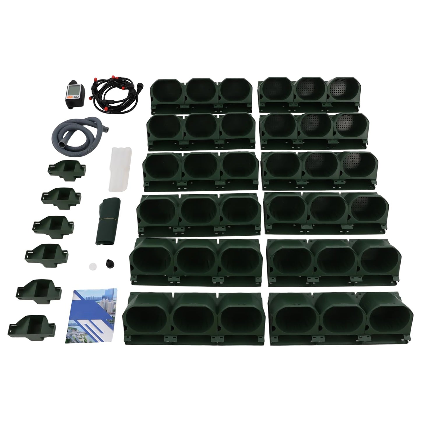 RENFANSHOP Wall Mounted Vertical Garden Planter, 6 Row 36 Pockets Stackable Wall Planter with Self Watering System & Timer for Outdoor Indoor Garden