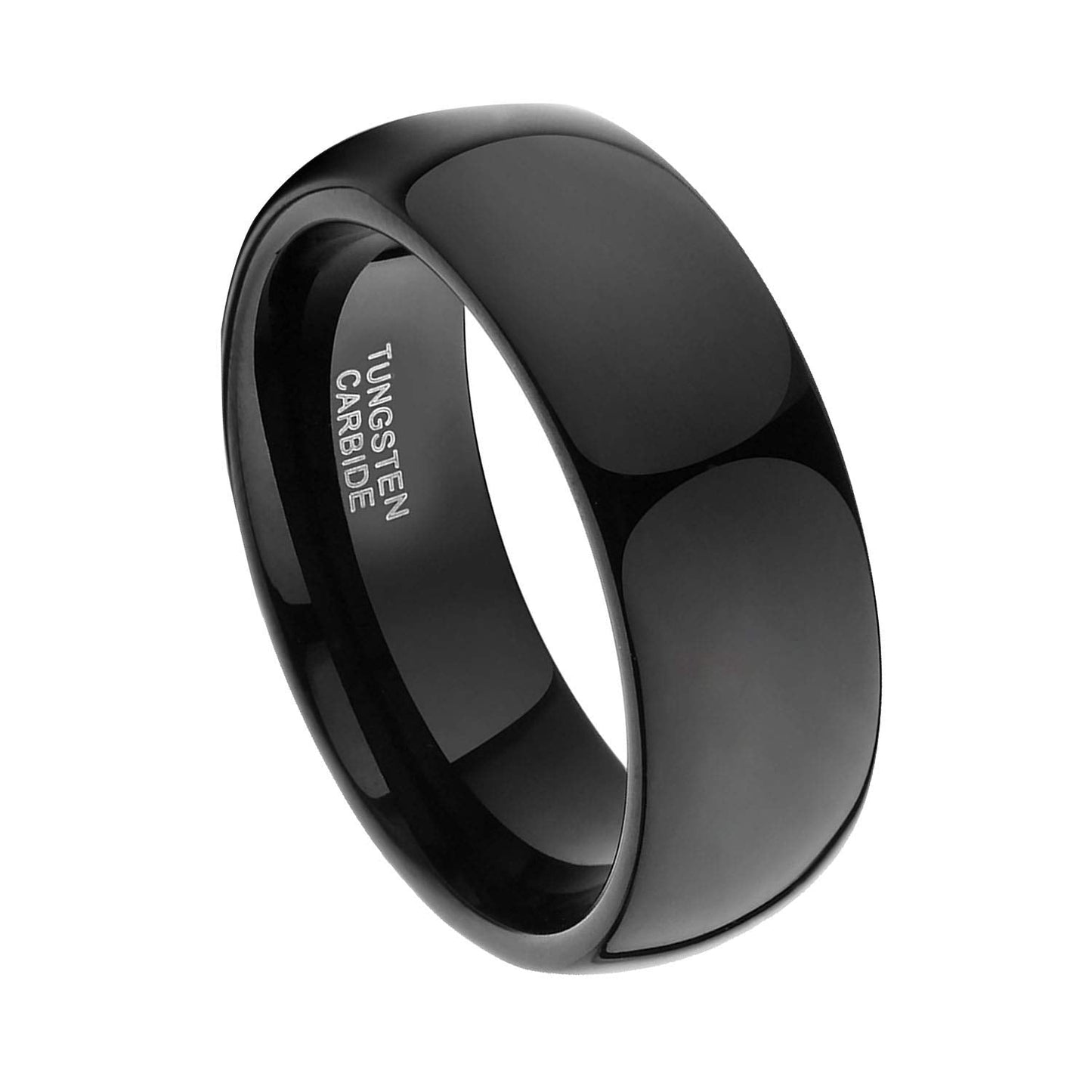 TRUMIUM 8mm Black Ring Band Tungsten Wedding Band for Men Women High Polished Dome Comfort Fit Size 13.5