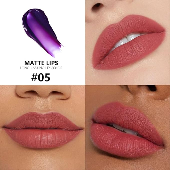 evpct Brownish Red Peel Off Lip Stain Tints with Tweezer, Matte Liquid Lipstick Lip Stain Long Lasting Waterproof for Women Non-stick Cup Lipstick Peel Off High Pigmented Smudge-proof Easy to Apply 05