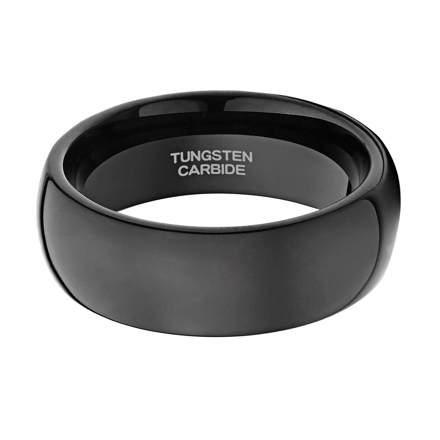 TRUMIUM 8mm Black Ring Band Tungsten Wedding Band for Men Women High Polished Dome Comfort Fit Size 6