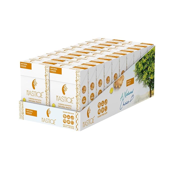 Mastiqe Sugar Free Hard Chewing Gum with Natural Mastic (Ginger, 20 Count)