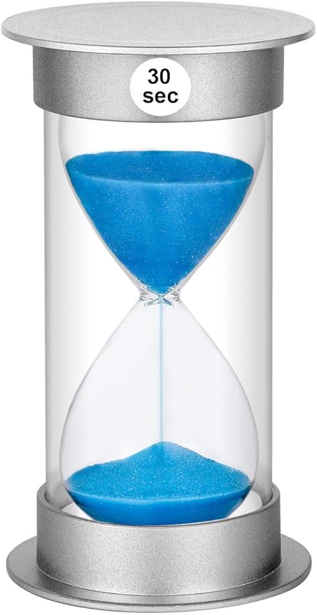 SuLiao 30 Second Timer for Kids, Large Durable Hourglass Sand Clock, Plastic Blue Sand Watch 30 Sec for Games Classroom