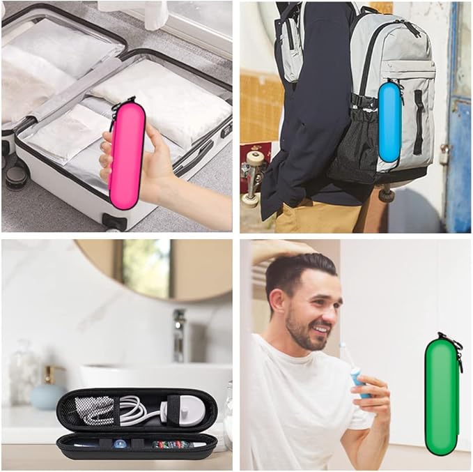 EVA Electric Toothbrush Case - Durable Hard Shell Travel Case with Mesh Pocket - Fits Most Powered Toothbrush Products (Pink)