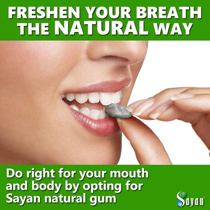 Sayan Sugar Free All Natural Gum, Siberian Pine Tree Resin and Beeswax Chewing Gum for Fresh Breath, Vegetarian, Non-GMO, No Sugar, Gluten Free, Aspartame Free, No Preservatives - 2 Packs (32 Pieces)