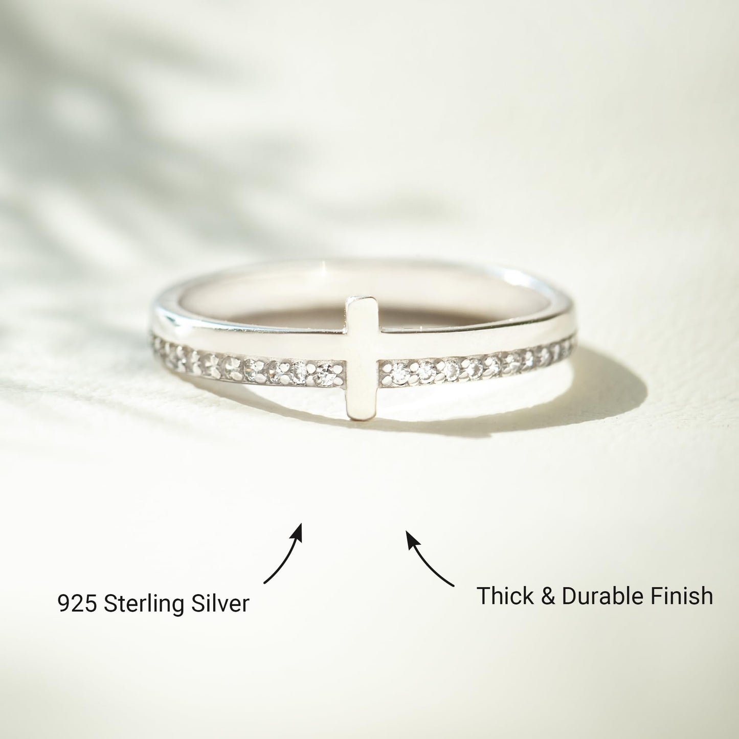 STORYJEWELLERY Sterling Silver Cross Ring, Christian Rings for Women, Purity Ring, 925 Sterling Silver Rings, Christian Jewelry for Women, Confirmation Gifts, Baptism Gifts, Size 8