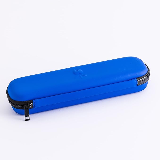 Triple Bristle Sonic Toothbrush Travel Case | Portable, Breathable & Hard Protection for Traveling, Camping, Office or Purse | Mesh Pocket for Accessories | BLUE
