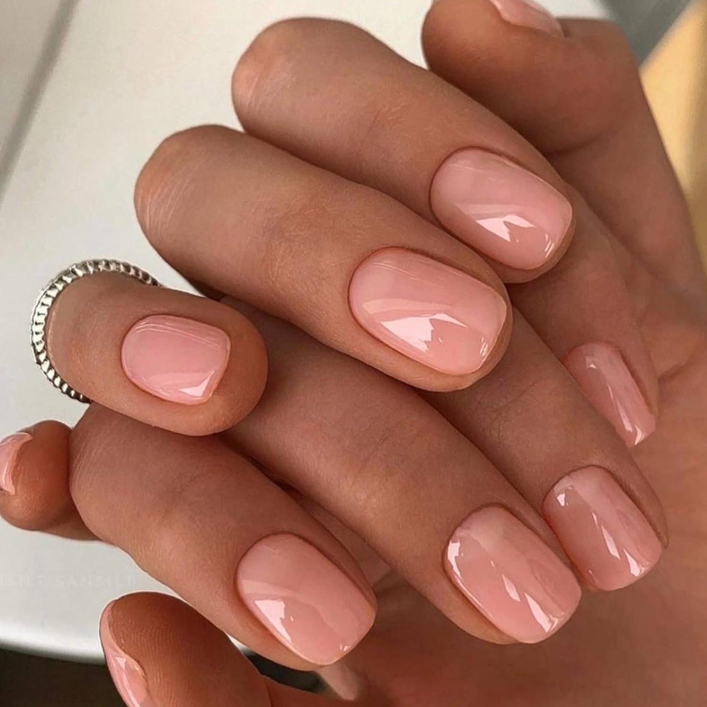 GLAMERMAID Press On Nails Extra Short Square, Jelly Soft Gel Fake Nails Round Squoval, Natural Nude Pink False Nails Tip, Nude Pink Press on Nails Medium Almond, Natural Jelly Gel Nails Pure Stiletto