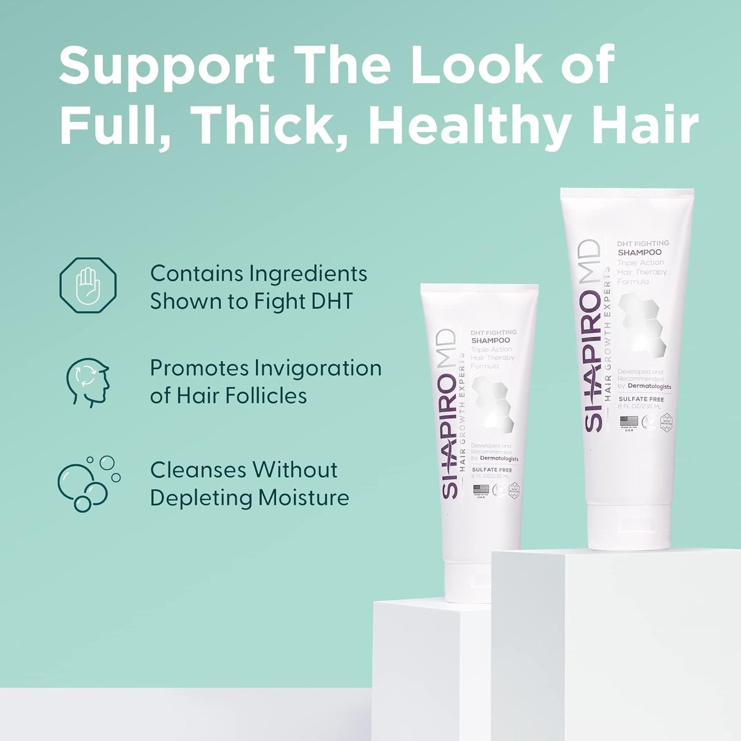 Shapiro MD Hair Growth Experts Vegan Hair Loss Shampoo for Thinning Hair | Experience Healthier, Fuller and Thicker Looking Hair (1 Month Supply)