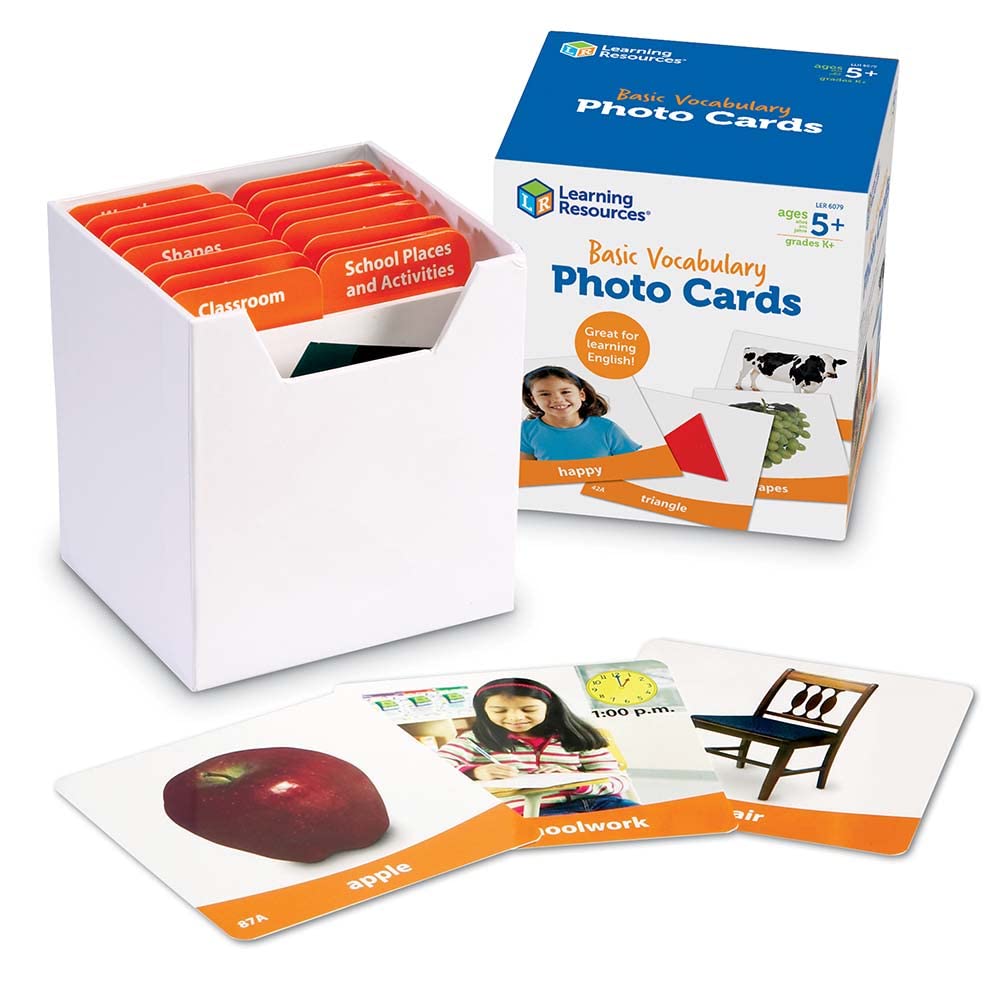 Learning Resources Basic Vocabulary Photo Cards, Vocabulary/Phonics Learning, Educational Games for Kids, 156 Cards, Ages 5+