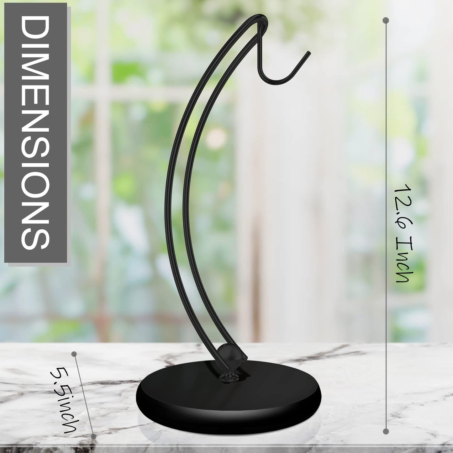 Signice Banana Holder Stand - Patented Modern Banana Tree Hanger with Wood Base Stainless Steel Banana Rack for Home Kitchen Use,Doesn't Tip Over (Full Black)