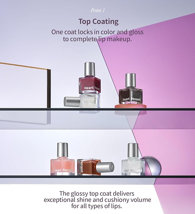 Heart Percent Dote On Mood Top Coating Lip Plumper, High-Shine Glossy Finish Warm to Cool Tone Changing Lip Gloss 02. Cool Changer