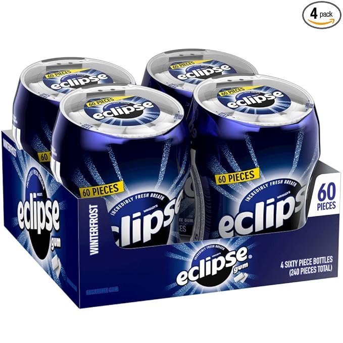 ECLIPSE Gum Winterfrost Sugarfree Chewing Gum, Bulk, 2.9-Ounce 60 Piece Bottle (4 Bottles)