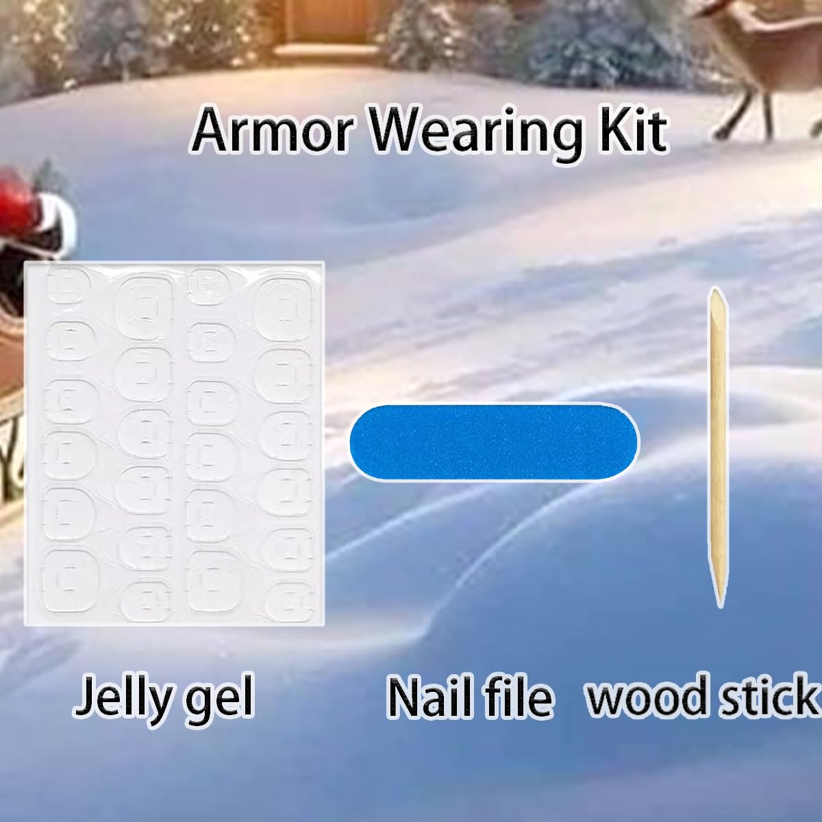 10Pcs Christmas Handmade Press on Nails Medium Almond Fake Nails Red Silver Y2k False Nails with Elk Xmas Trees Gems Design 3D Bow Star Stick on Nails Winter Glitter Full Cover Glue on Nail for Women