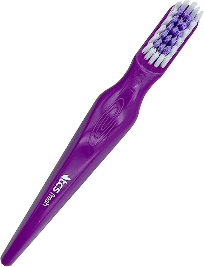 Soft Bristle Denture Brushes (Pack of 6) Dual Head Denture Brush for Dental Appliances - Dental Brush with Handle and Two Heads for Dentures, Retainers, Partial Dentures, Aligners, Mouthguards