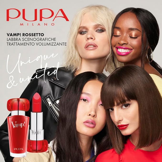Pupa Milano Vamp! Extreme Colour Lipstick With Plumping Treatment - For Fuller, Defined Lips - Adds Incredible, Deep Color To Lips - Soft Texture Adheres Perfectly - 102 Rose Nude - 0.123 Oz