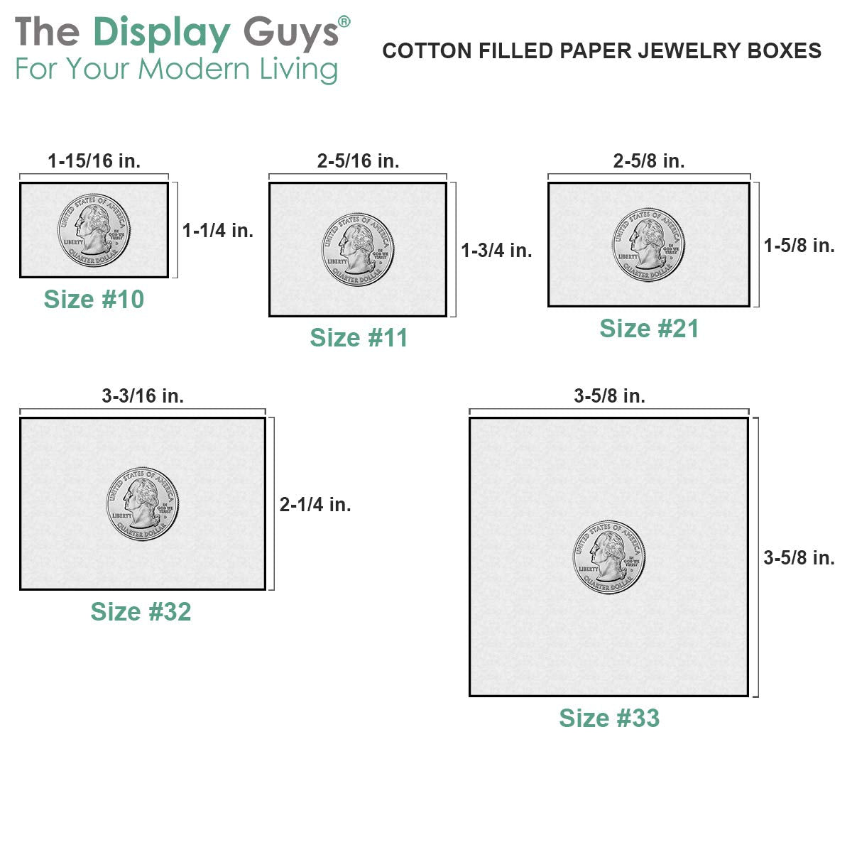 TheDisplayGuys - 25-Pack #32 Cotton Filled Cardboard Paper Jewelry Boxes Gift Case - Pearl Teal (3.3" x 2.3" x 1.0") - for Shipping or Storage