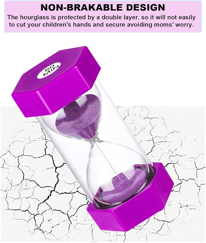 Sand Hourglass Timer 30 Minute: Plastic Sand Clock 30 Minutes, Small Purple Sand Watch 30 Min, Hour Glass Colorful Sandglass Timer for Kids, Games, Classroom, Kitchen, Decorative