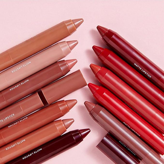 BINGBRUSH Crayon Matte Longwear Lipstick Pack Set,Moisture Smooth Color Stick Ultimate Lip Crayon for Makeup Collection - Waterproof Velvet Lipgloss (3pcs 01#&03#&07#, 3 Count (Pack of 1))