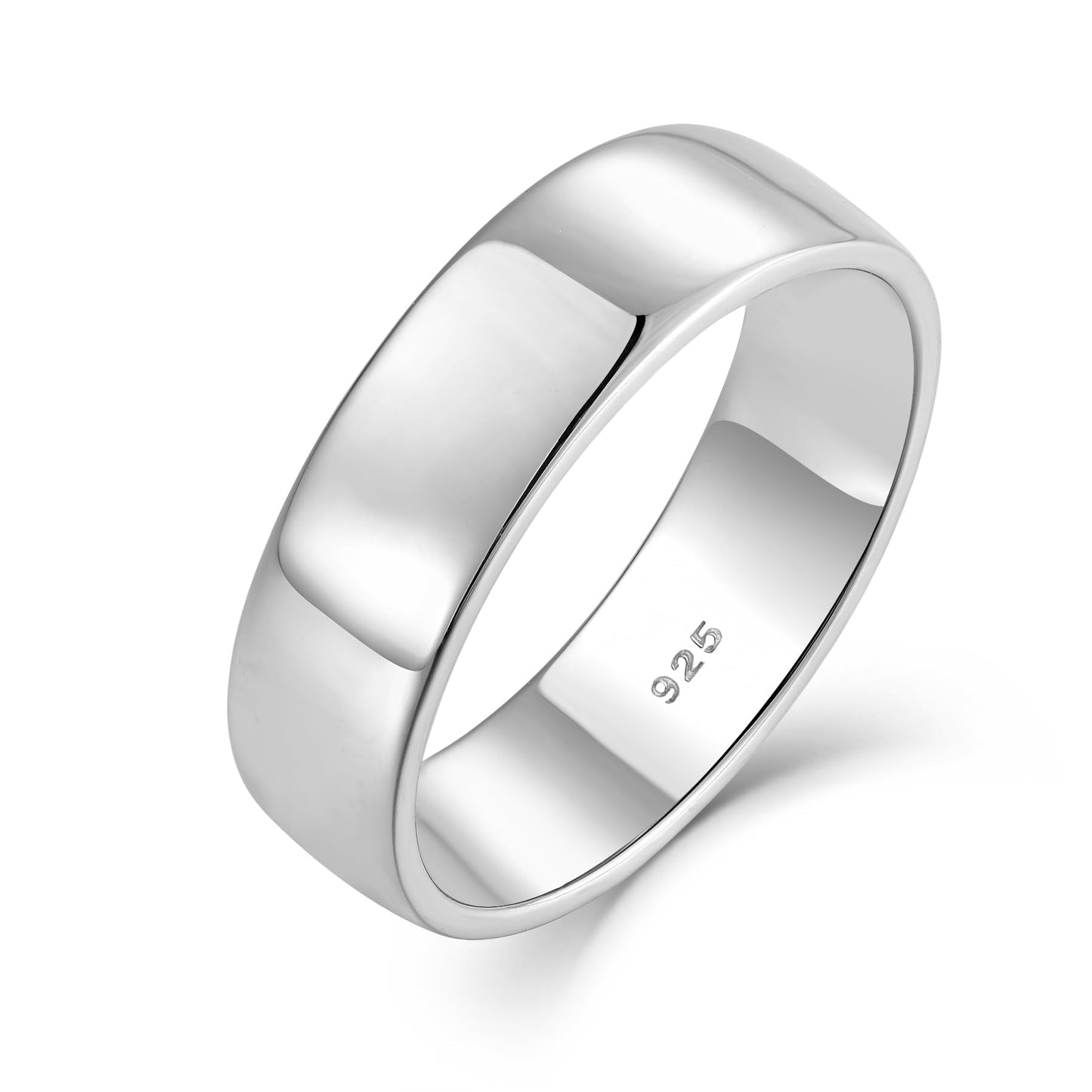 STARCHENIE Solid 925 Sterling Silver 6mm Wedding Band Ring, Comfort Fit High Polish, for Men and Women (Size 12)