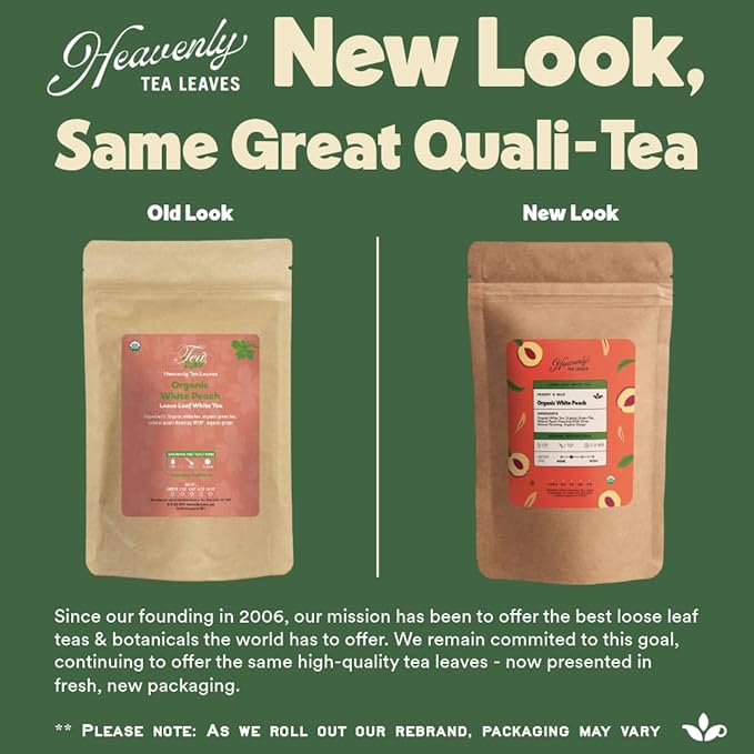 Heavenly Tea Leaves Organic Organic Jasmine Green, Loose Leaf Green Tea, 4 oz. (Approx. 50 Cups of Tea) - Delicious Hot or Iced, Naturally Caffeinated, Premium Quality
